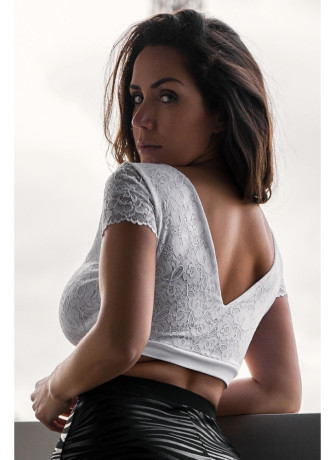 Top sexy court blanc bi matière réversible - LTK2-WHT